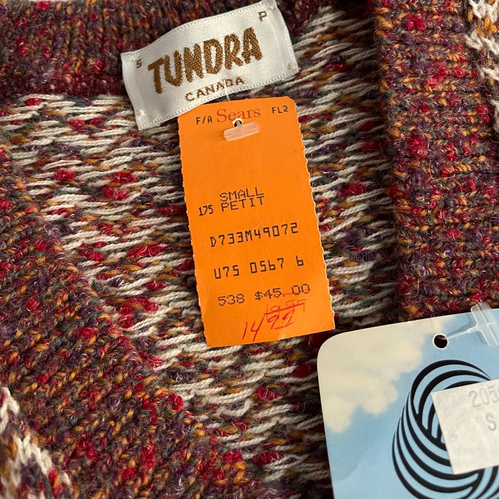 Vintage Deadstock Sears Tundra Chevron Pattern V-Neck Sweater NWT 100% wool - Picture 3 of 6